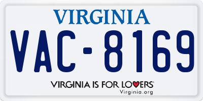 VA license plate VAC8169