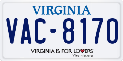 VA license plate VAC8170