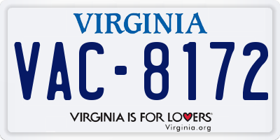 VA license plate VAC8172