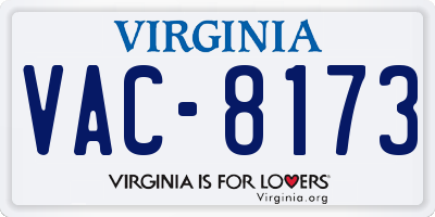 VA license plate VAC8173