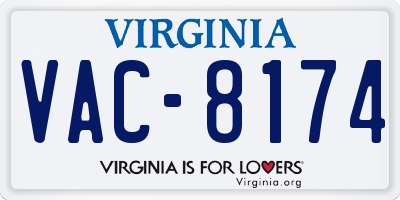 VA license plate VAC8174