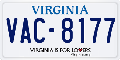 VA license plate VAC8177