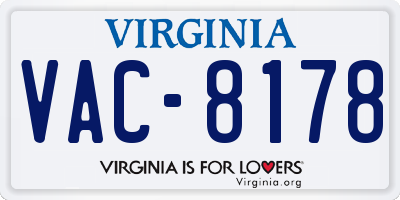 VA license plate VAC8178