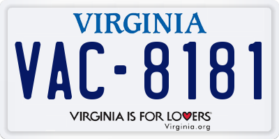 VA license plate VAC8181