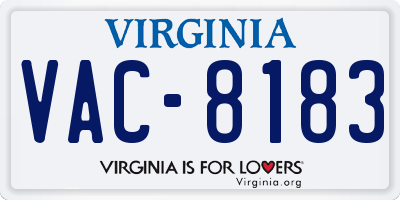 VA license plate VAC8183