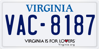 VA license plate VAC8187