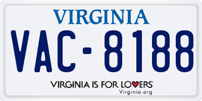 VA license plate VAC8188