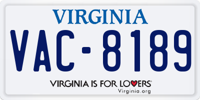 VA license plate VAC8189