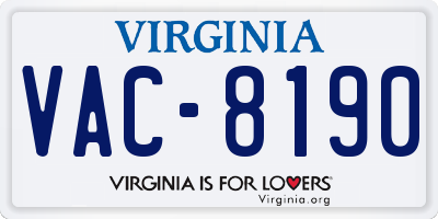 VA license plate VAC8190