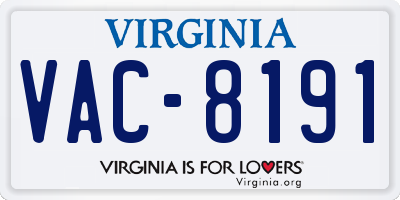 VA license plate VAC8191