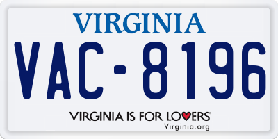 VA license plate VAC8196