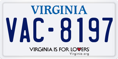 VA license plate VAC8197