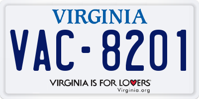 VA license plate VAC8201