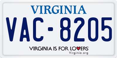 VA license plate VAC8205