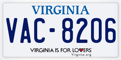 VA license plate VAC8206