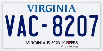 VA license plate VAC8207