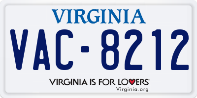 VA license plate VAC8212