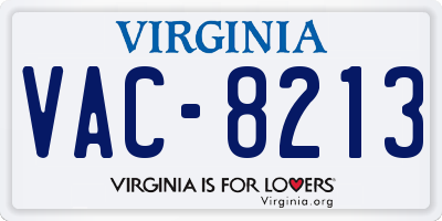 VA license plate VAC8213