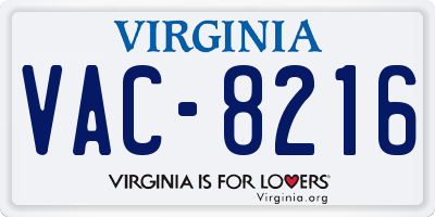 VA license plate VAC8216