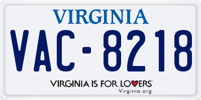 VA license plate VAC8218