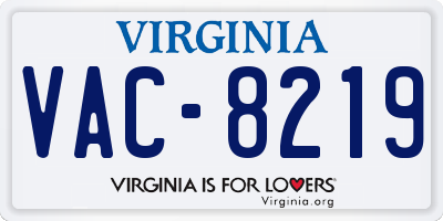 VA license plate VAC8219