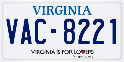 VA license plate VAC8221