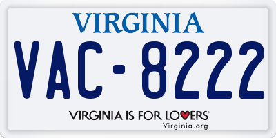VA license plate VAC8222