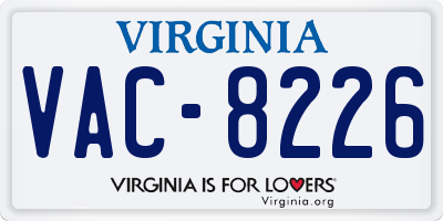 VA license plate VAC8226