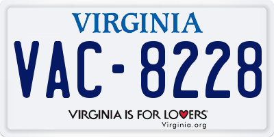 VA license plate VAC8228