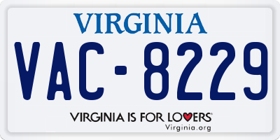 VA license plate VAC8229