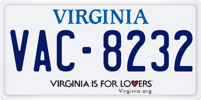 VA license plate VAC8232