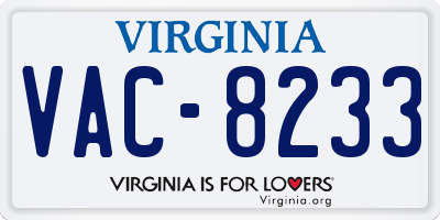 VA license plate VAC8233