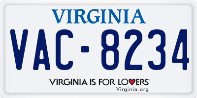 VA license plate VAC8234