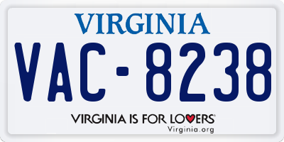 VA license plate VAC8238