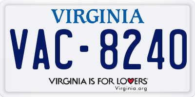 VA license plate VAC8240