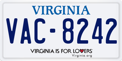 VA license plate VAC8242