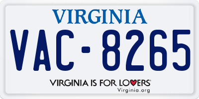 VA license plate VAC8265