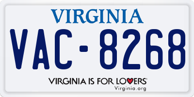 VA license plate VAC8268