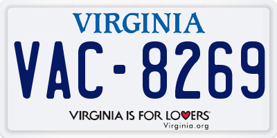 VA license plate VAC8269