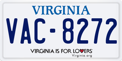 VA license plate VAC8272