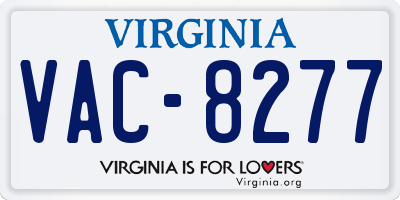 VA license plate VAC8277