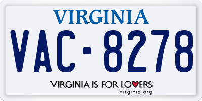 VA license plate VAC8278