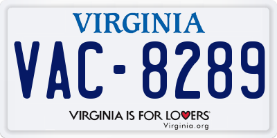 VA license plate VAC8289