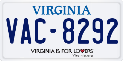 VA license plate VAC8292