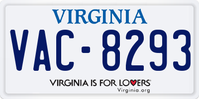 VA license plate VAC8293