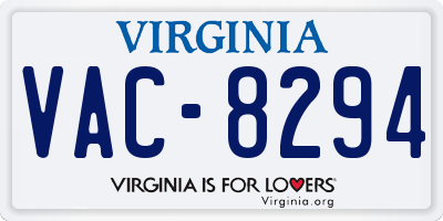 VA license plate VAC8294