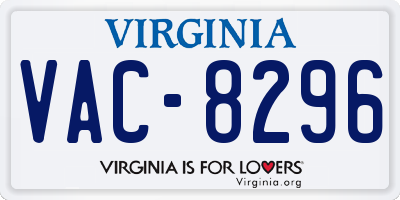 VA license plate VAC8296