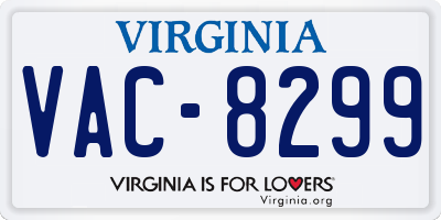 VA license plate VAC8299