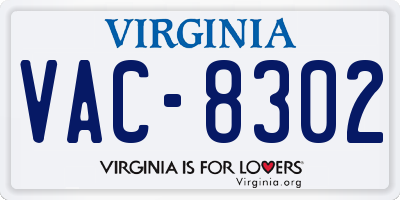 VA license plate VAC8302