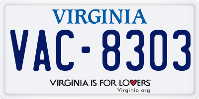 VA license plate VAC8303